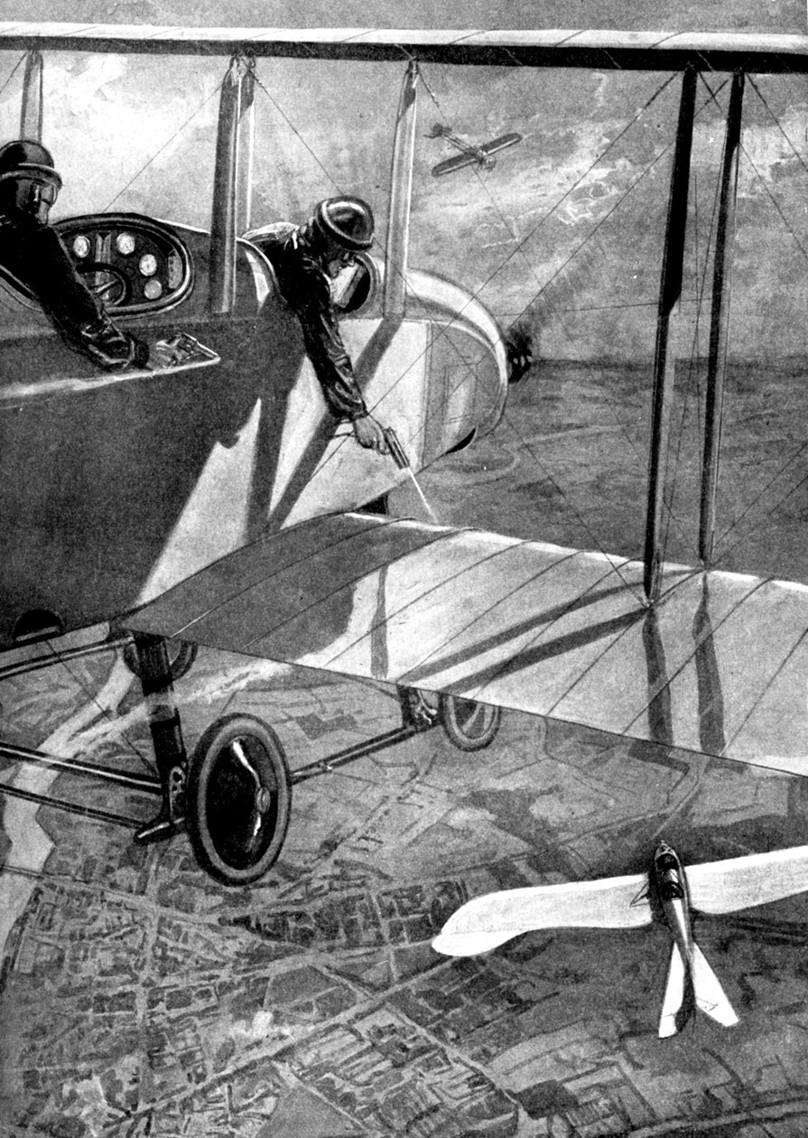 Brit kétfedelű repülőgép a német Taube ellen, első világháború, 1914 alkotó: Unbekannt