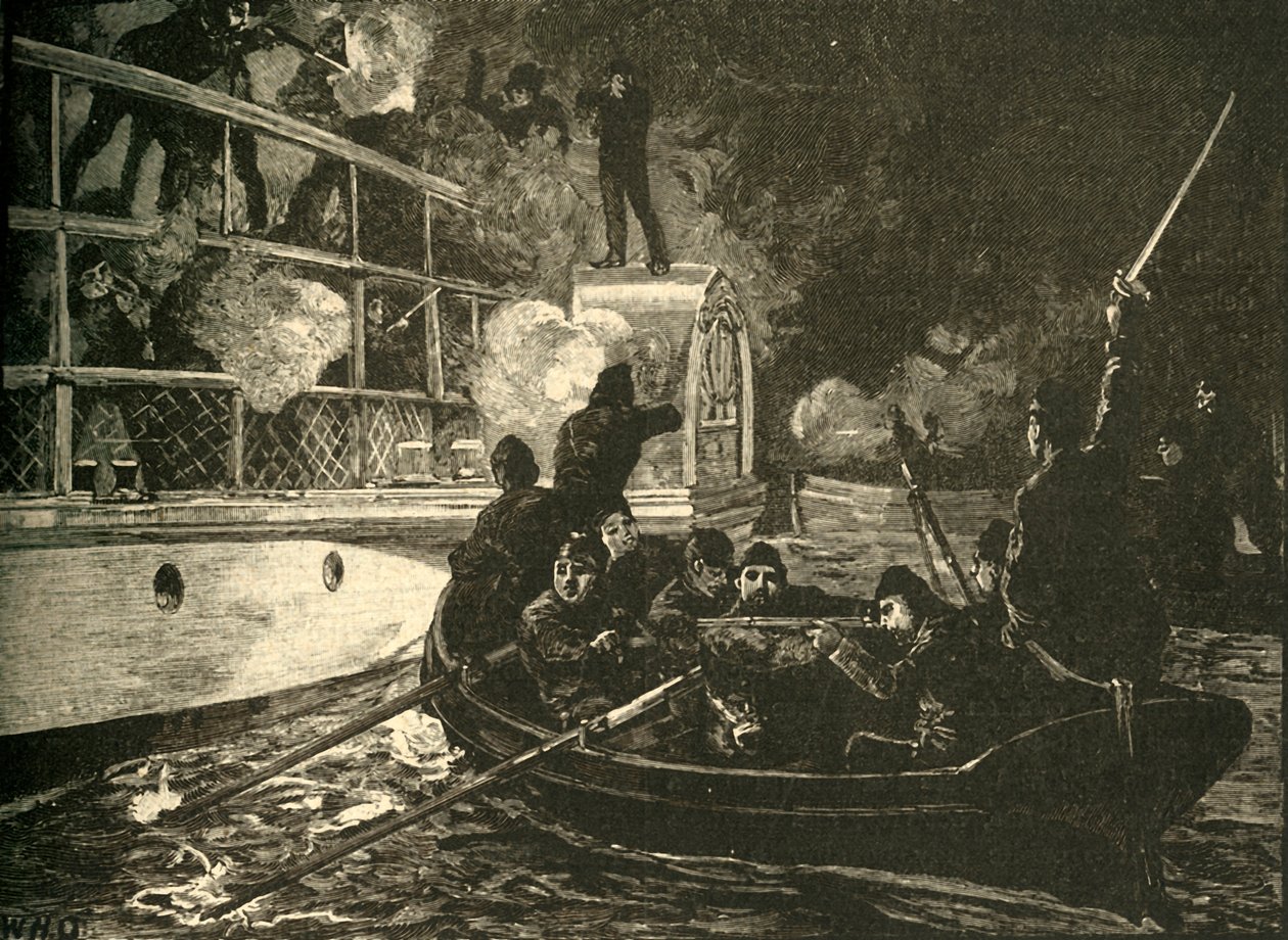 Brit erők elfoglalják a kanadai lázadó Caroline hajót a Niagara folyón, 1837 c1890. alkotó: Unbekannt