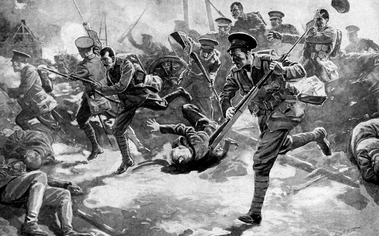 Brit gyalogsági csata német csapatokkal, első világháború, 1914 alkotó: Unbekannt