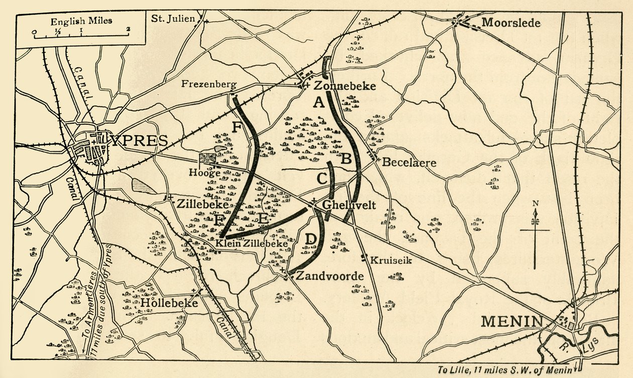 Brit pozíciók az első ypres-i csata előtt, első világháború, 1914, 1920 körül. alkotó: Unbekannt