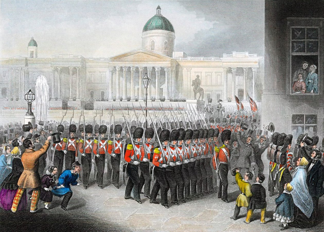 Brit katonák indulnak a krími háborúba Orosz-török háború 1853-1856, c1860 alkotó: Unbekannt