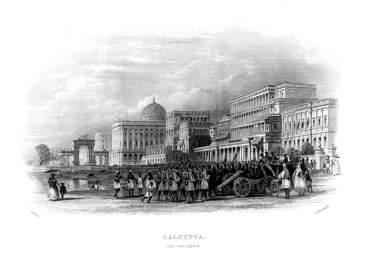 Brit csapatok parádéznak az esplanádon, Kalkutta, India, 19. század közepe alkotó: Unbekannt