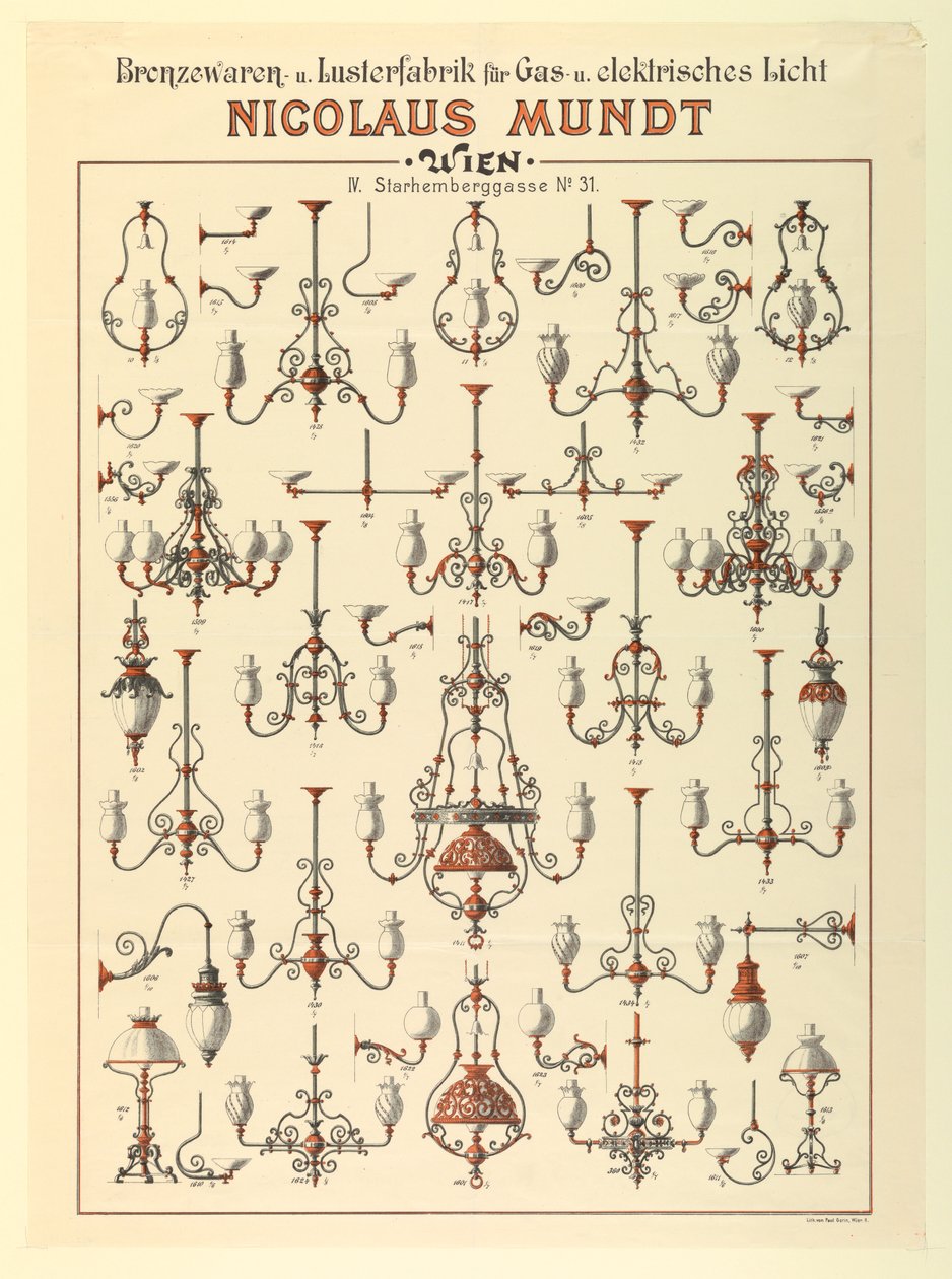 Broadside, Gázlámpák hirdetése, kb. 1895 alkotó: Unbekannt