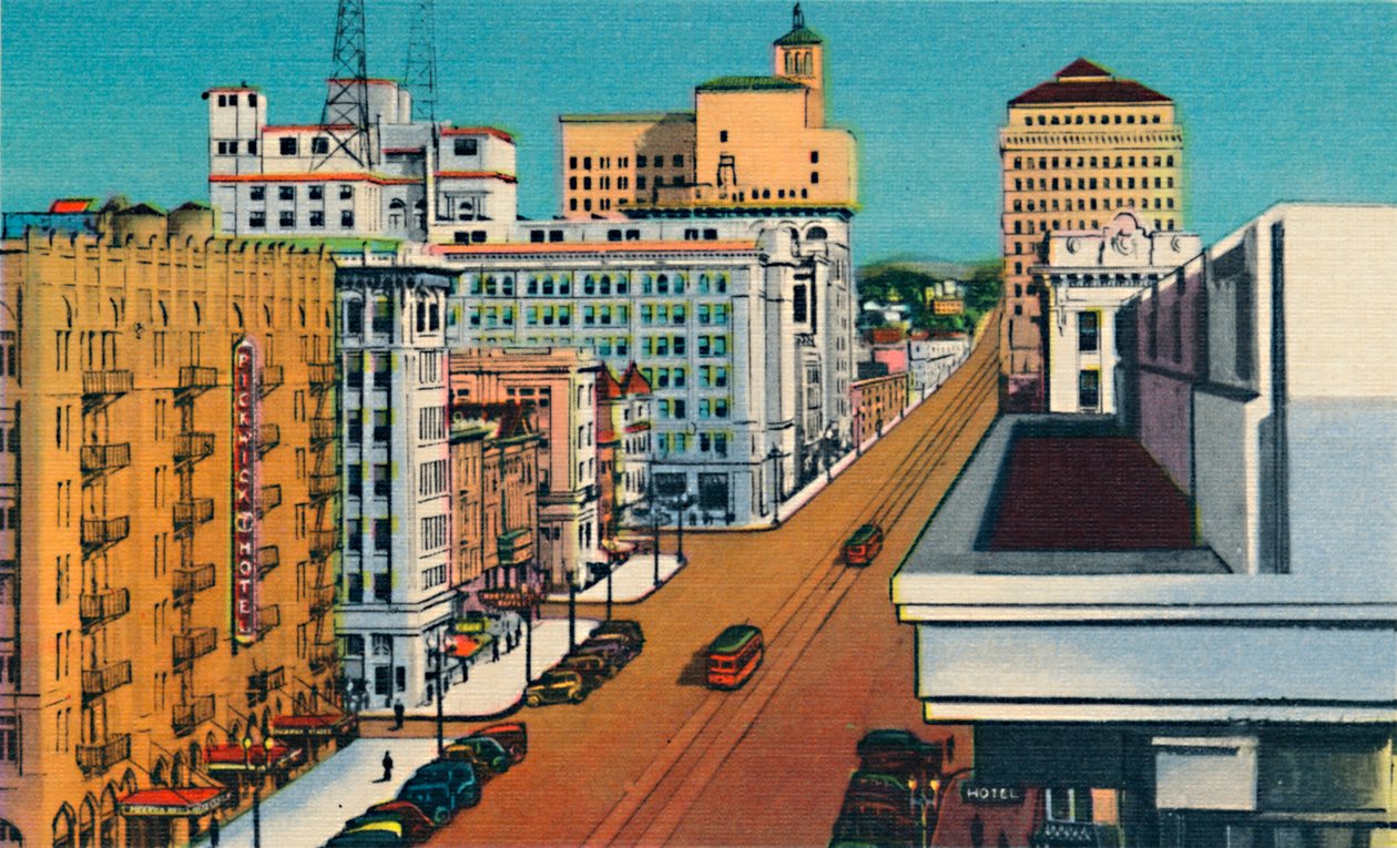 Broadway. San Diego, Kalifornia, 1941 alkotó: Unbekannt
