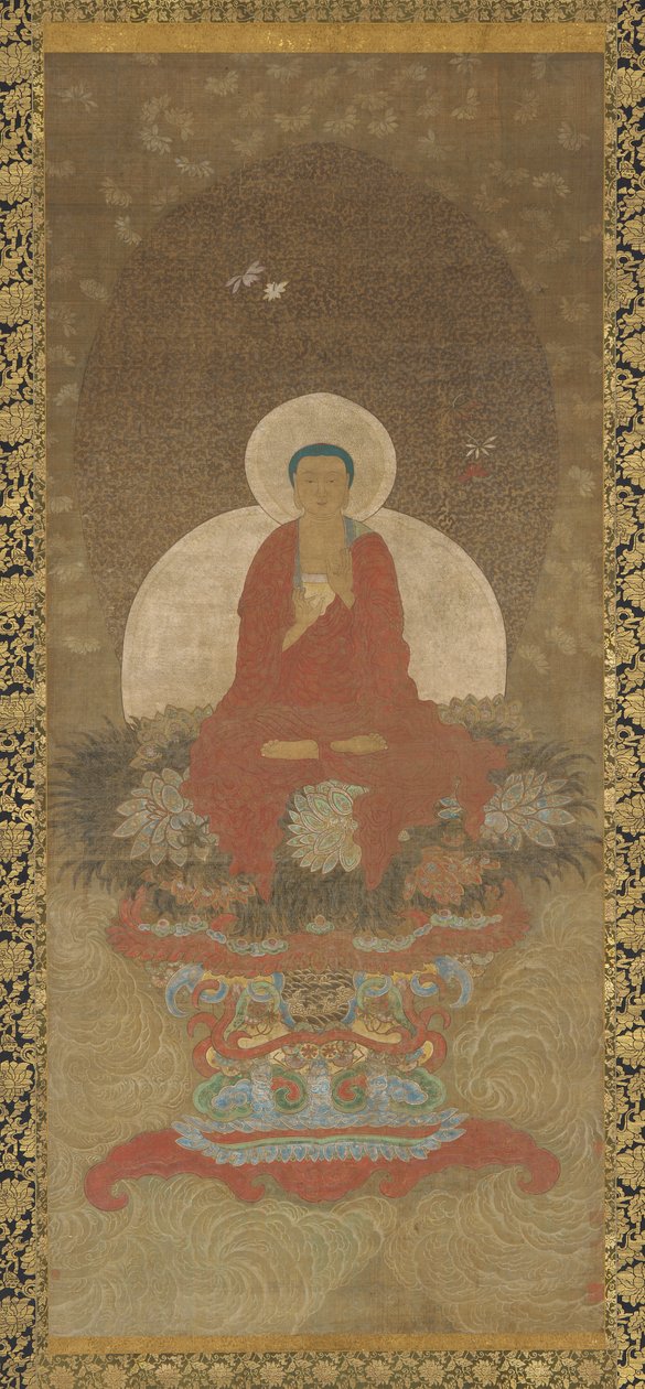 Buddha Kusa fű szőnyegén trónol, 17. század. alkotó: Unbekannt