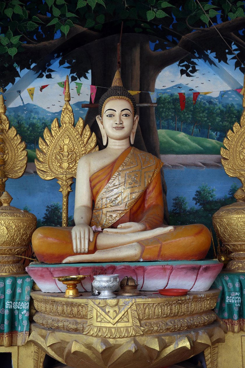 Buddha szobor egy khmer templomban. Kambodzsa alkotó: Unbekannt