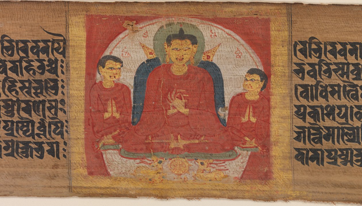 Buddha felemelt kezekkel a Dharmacakra Mudrában..., kb. 1090. alkotó: Unbekannt