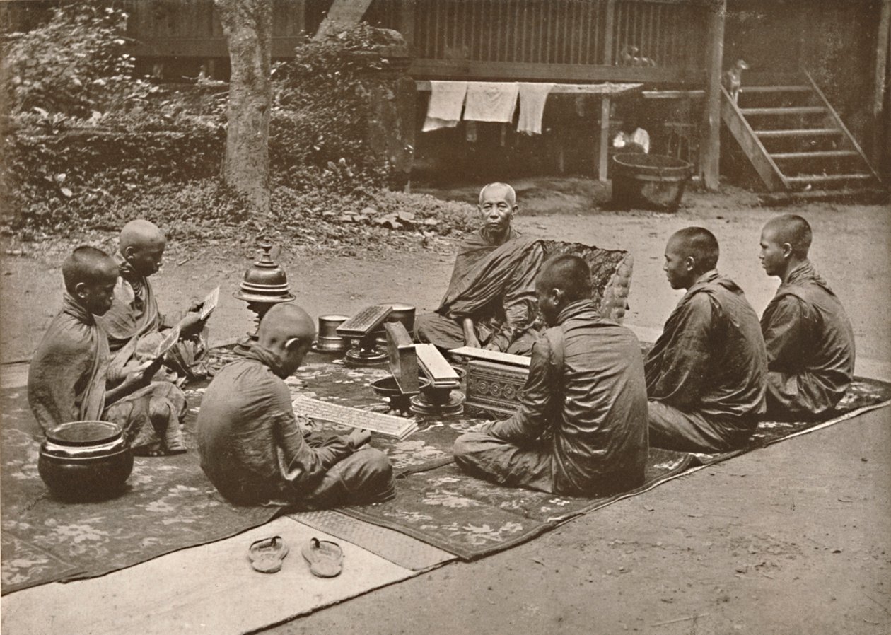 Buddhista pap tanítványokkal, 1900. alkotó: Unbekannt