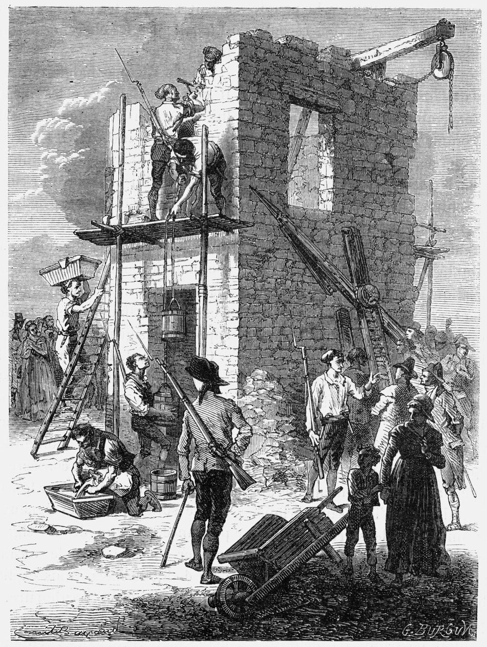 Chappe távíróállomás építése, c1793, c1870 alkotó: Unbekannt