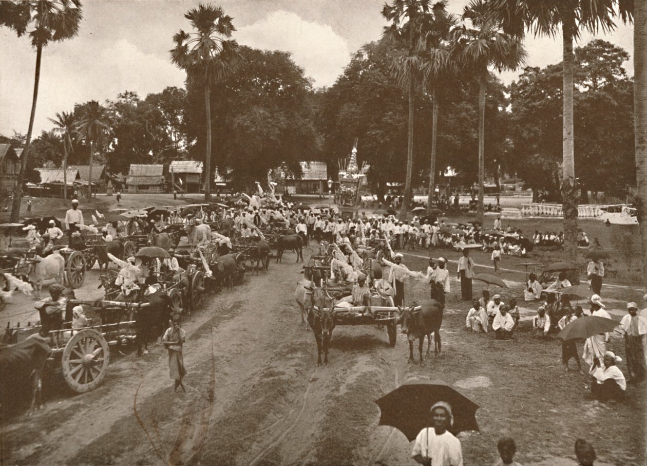 burmai temetés. - Felvonulás felajánlásokkal, 1900. alkotó: Unbekannt
