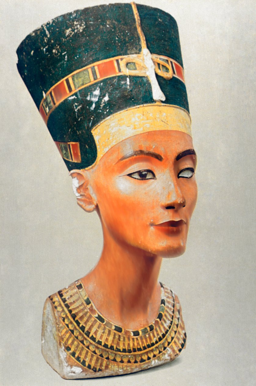 Nefertitinek, az ókori egyiptomi fáraó, Akhenaten Amenhotep IV királynőjének és feleségének mellszobra alkotó: Unbekannt
