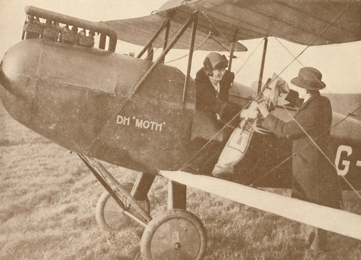 Légi úton a Golf Linkekhez egy kis 27-60 LE-s Moth Light repülőgéppel, 1927 alkotó: Unbekannt