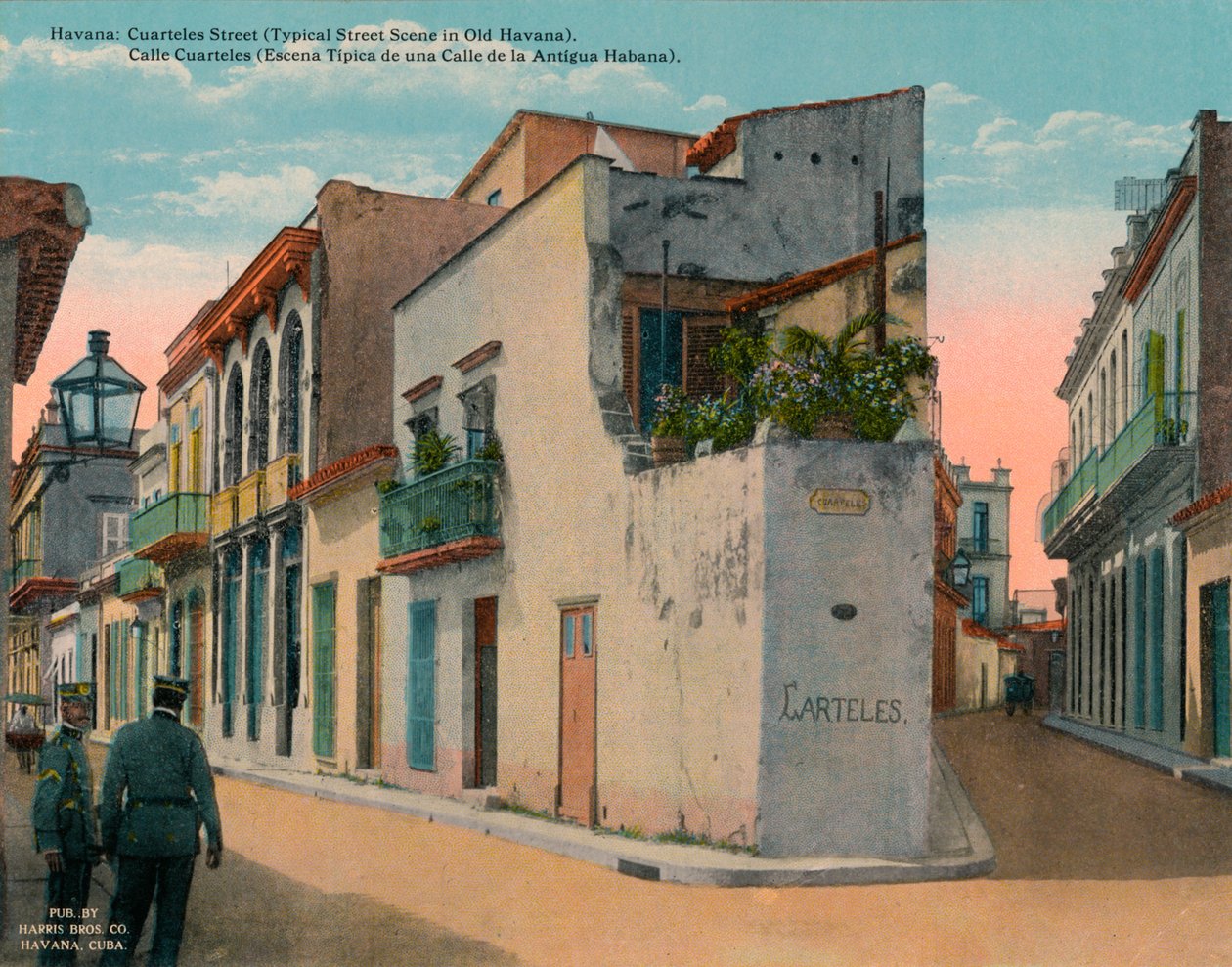 Calle Cuarteles, tipikus utcai jelenet Old Havannában, Kubában, 1920 körül alkotó: Unbekannt