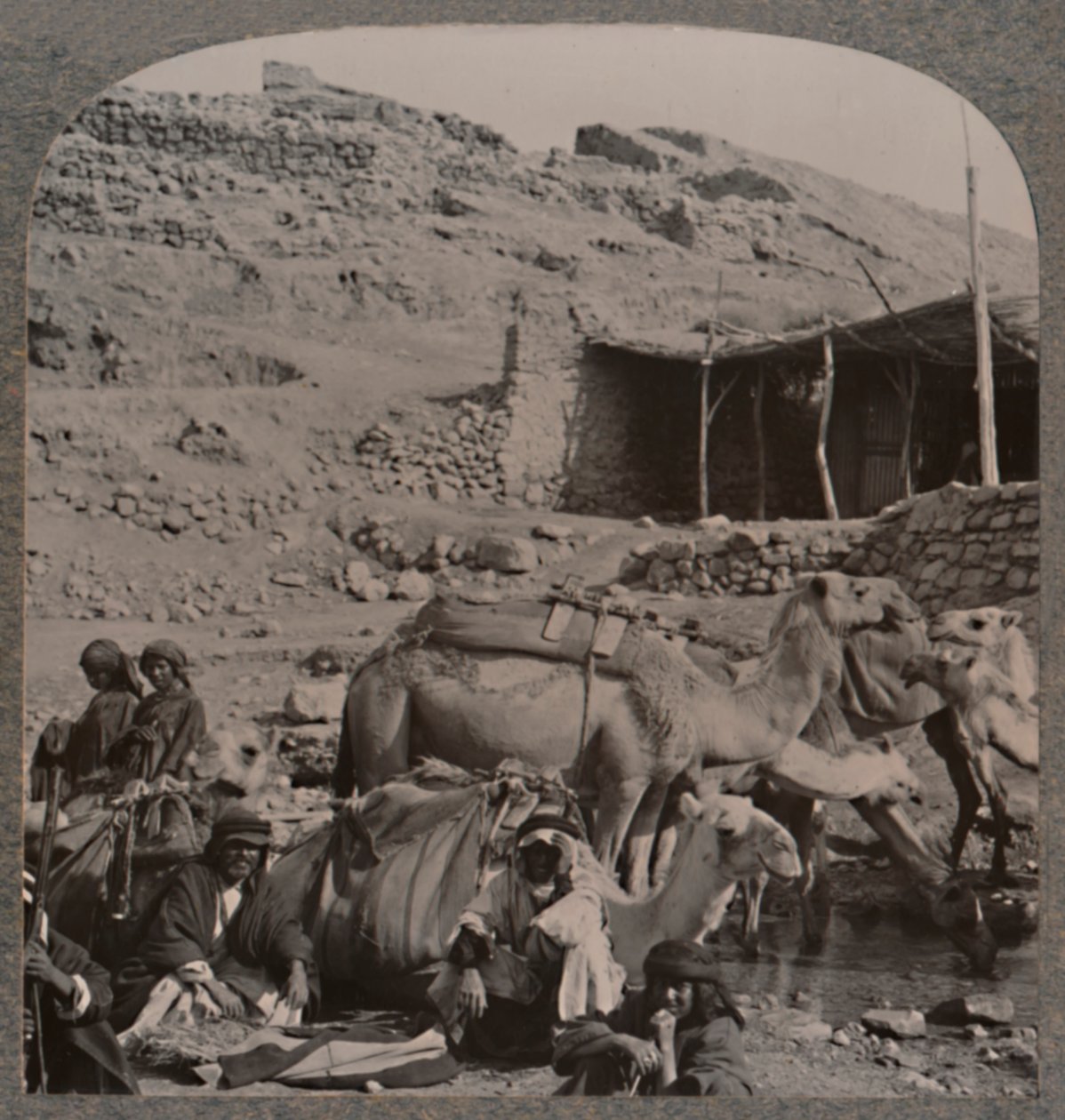 Tevevonat Jerashból, öntözés Elizeus kútjánál, 1900 alkotó: Unbekannt