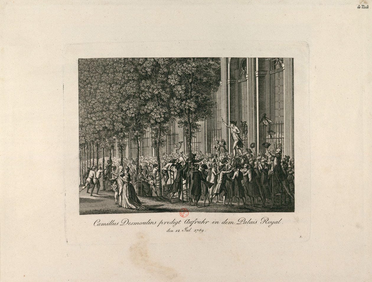 Camille Desmoulins a Palais Royal Gardensben, c. 1797-1800. alkotó: Unbekannt