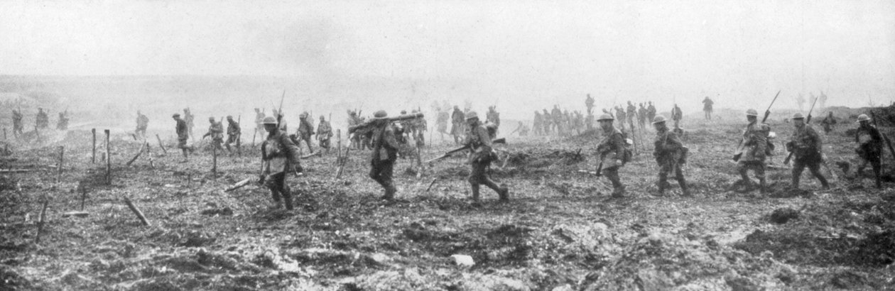 Kanadai csapatok a senkiföldjén, Vimy, Franciaország, Első világháború, 1917. április 9. alkotó: Unbekannt