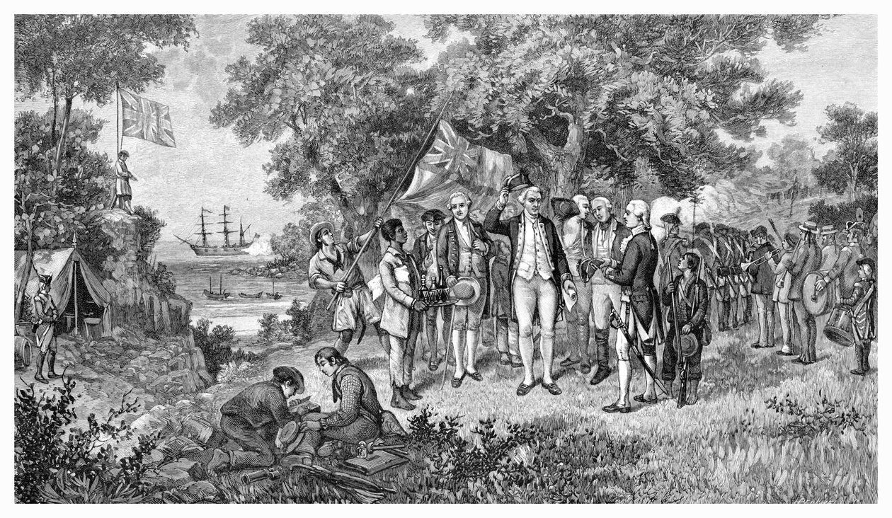 Cook kapitány azt állítja, hogy Botany Bay, Új-Dél-Wales, Ausztrália, 1770 1886 alkotó: Unbekannt