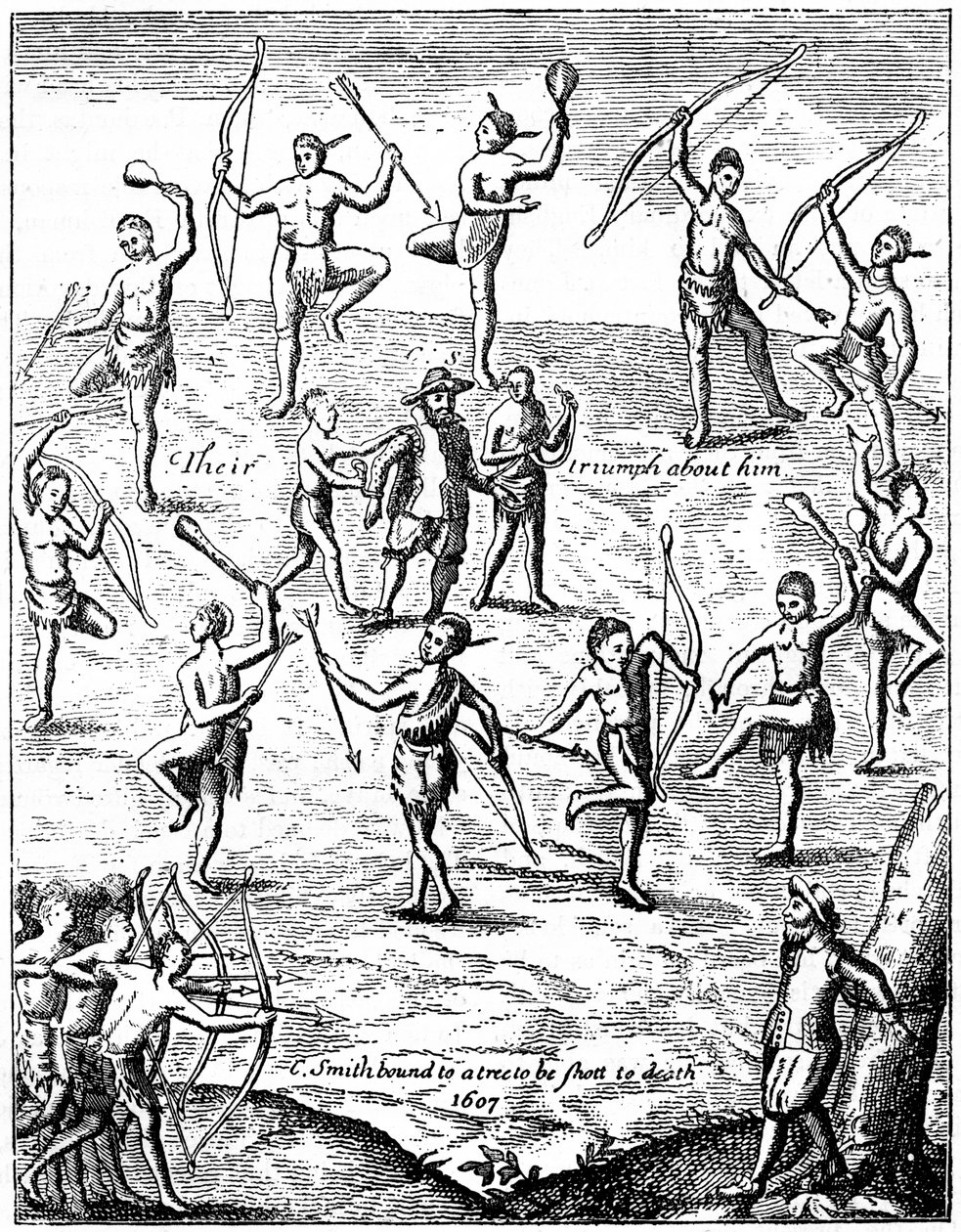 John Smith kapitány indiánok fogságába esett, Virgina, 1607 c1880 alkotó: Unbekannt