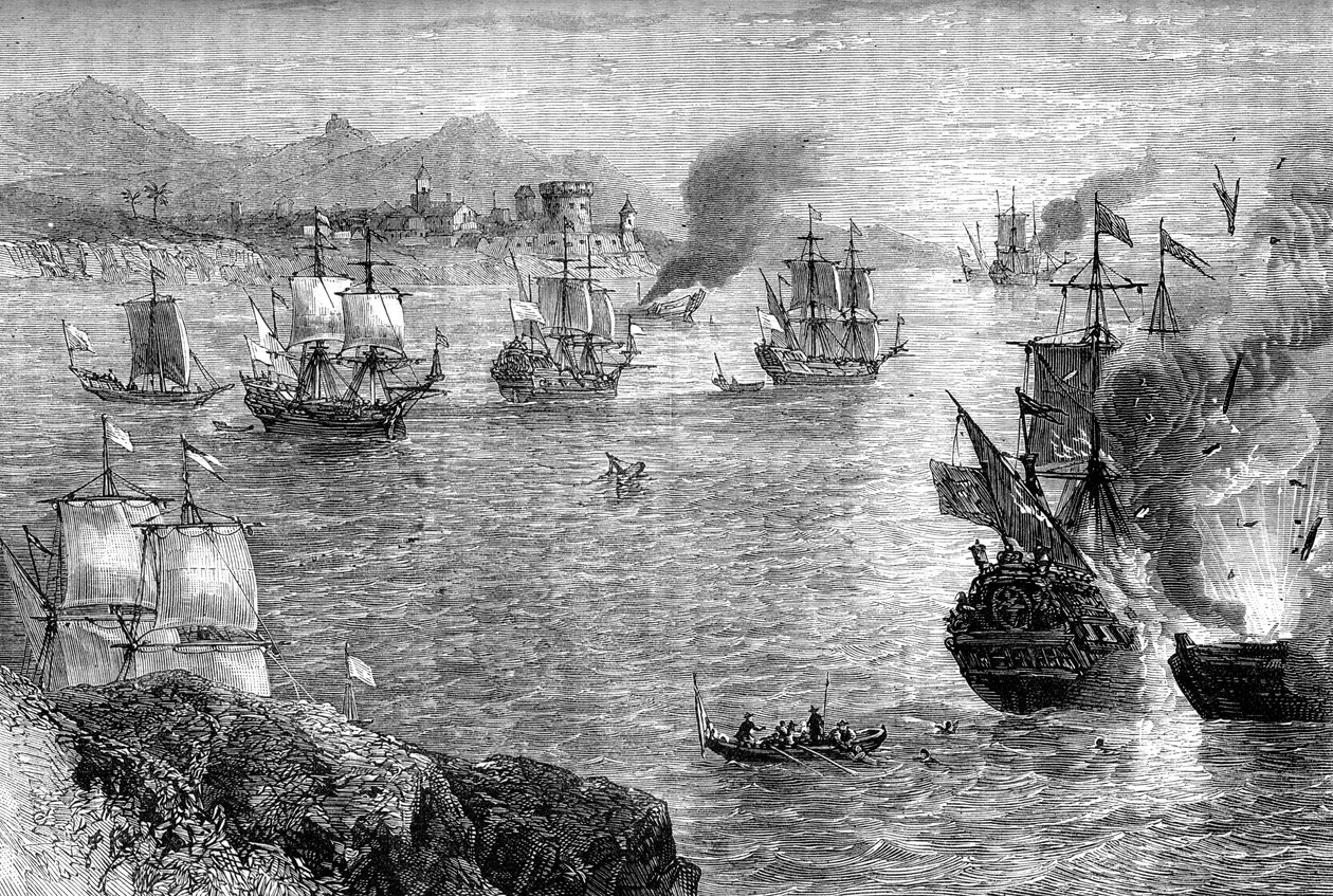 Morgan kapitány veresége a spanyol flotta ellen, 1660-as évek c1880 alkotó: Unbekannt