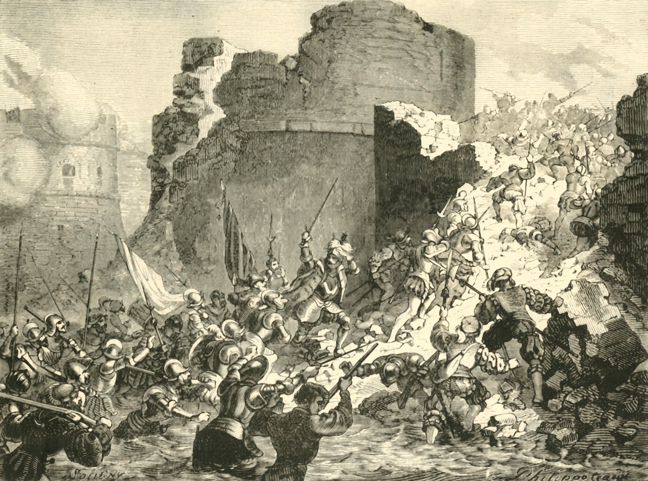 Calais elfoglalása a franciák által Guise hercege alatt, 1558, 1890. alkotó: Unbekannt