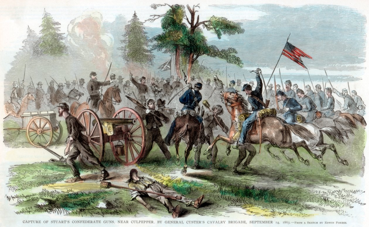 Konföderációs fegyverek elfogása Culpeper közelében, Virginia államban, amerikai polgárháború, 1863. szeptember 14. alkotó: Unbekannt