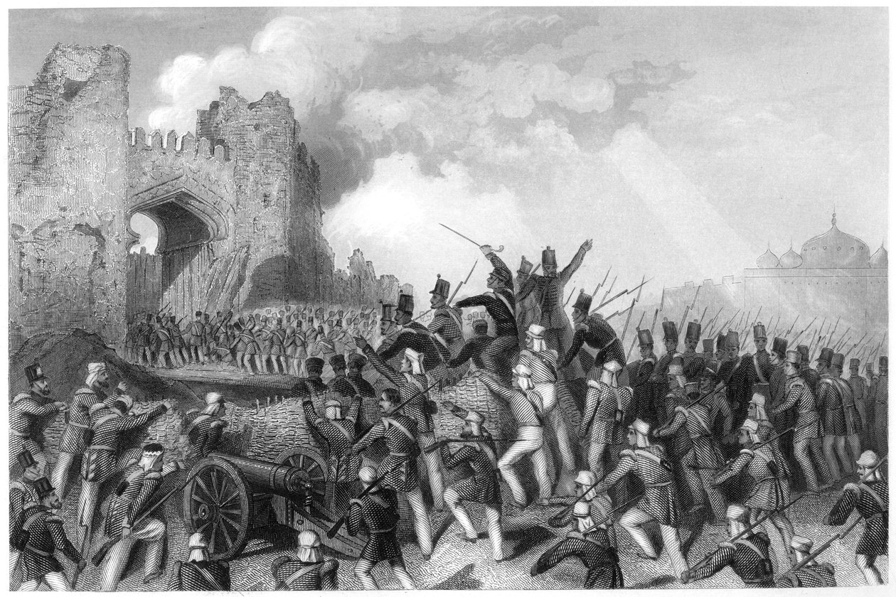 A Kasmír-kapu elfoglalása, Delhi megtámadása, 1857, 1860 c. alkotó: Unbekannt