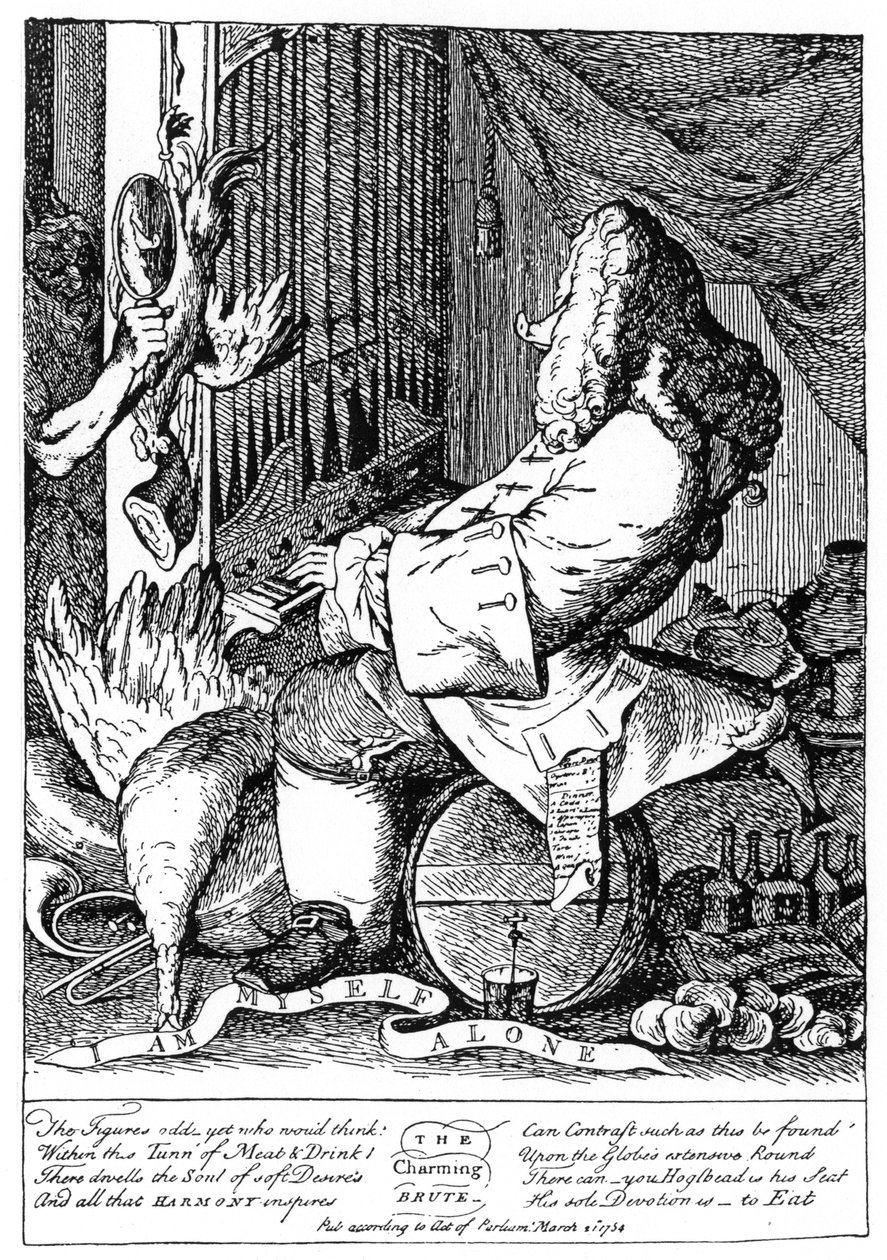 George Frideric Händel karikatúrája 1685-1759, 1754 alkotó: Unbekannt