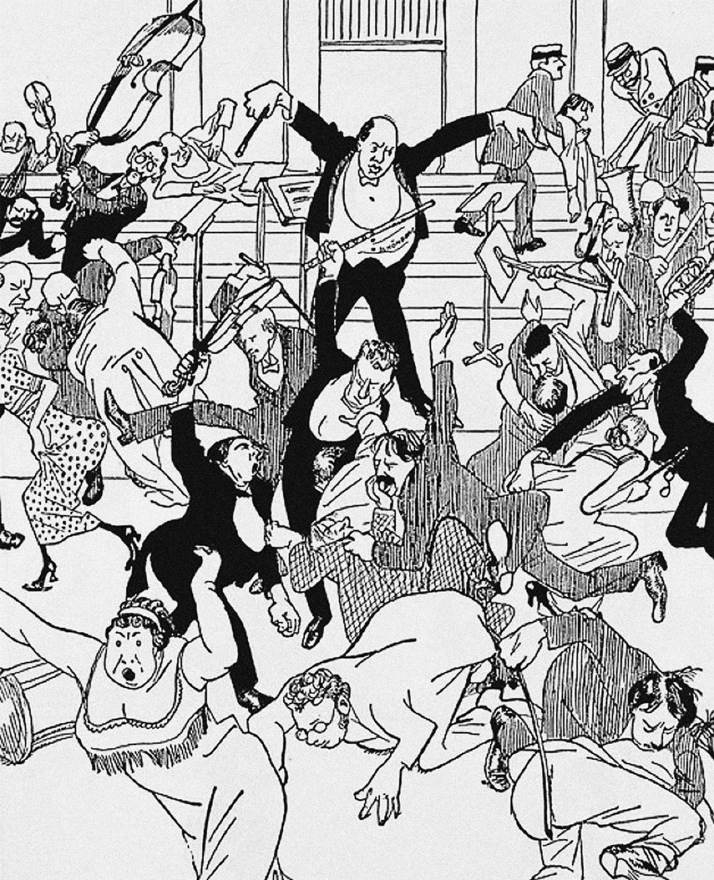 Karikatúra az 1. Schönberg kamaraszimfóniáról 1913. március 31-én Bécsben, 1913 alkotó: Unbekannt
