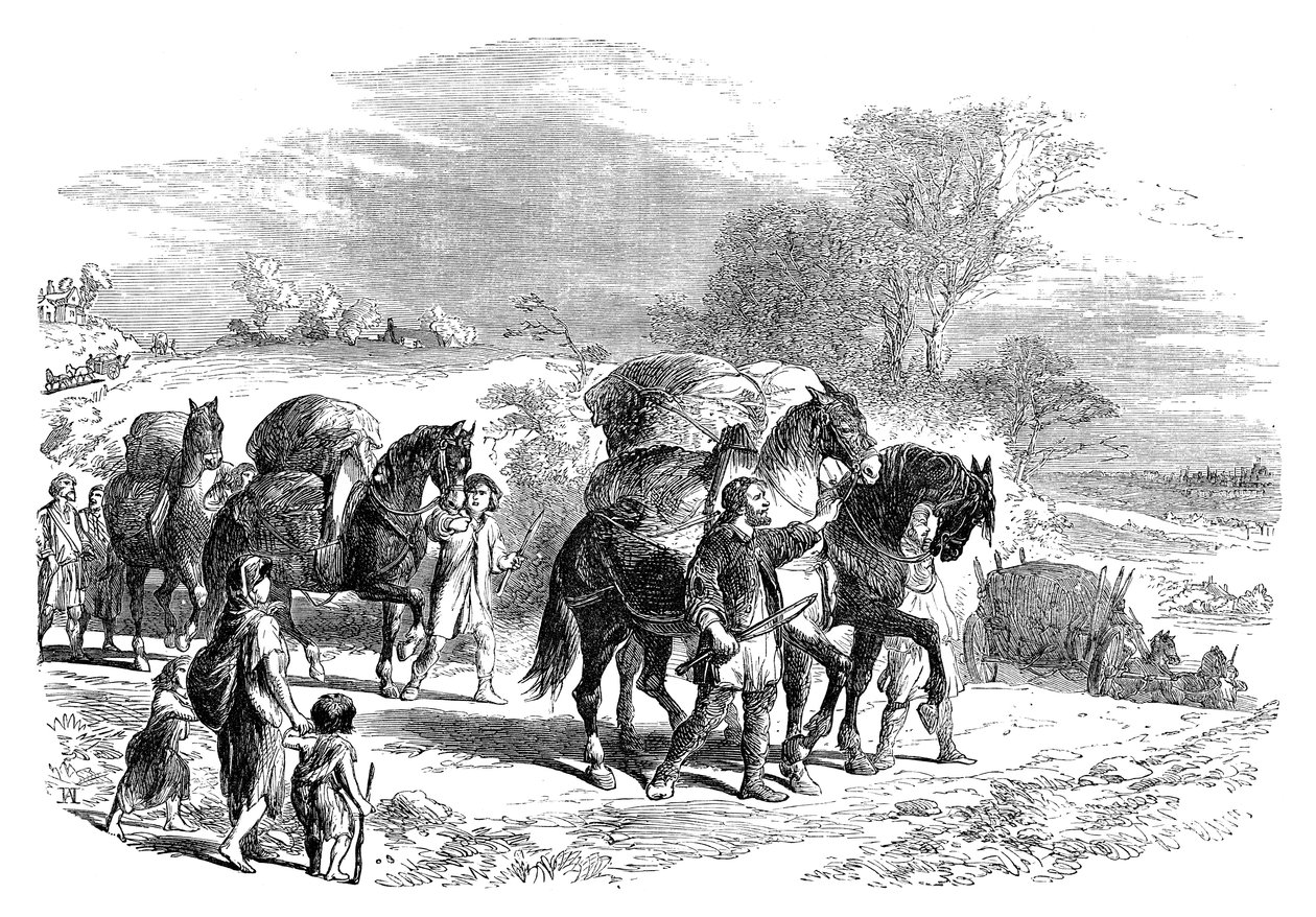 Kenyeret hordva Londonba teherhordó lovakon, 1895 alkotó: Unbekannt