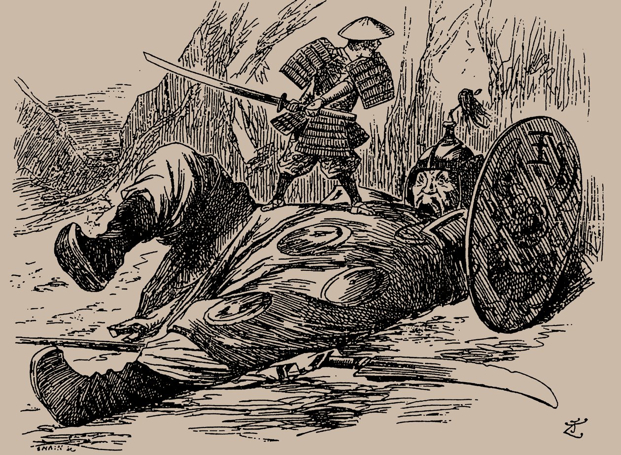 Rajzfilm az első kínai-japán háborúról. Punch, 1894. szeptember 29., 1894. alkotó: Unbekannt