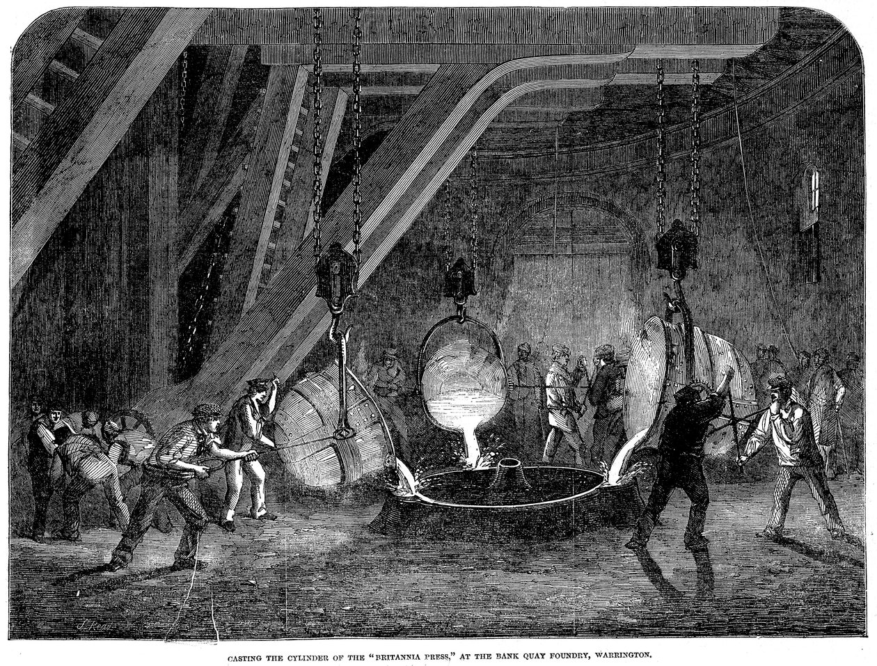 A Britannia Press hengerének öntése a Bank Quay öntödében, Warrington, 1851 alkotó: Unbekannt