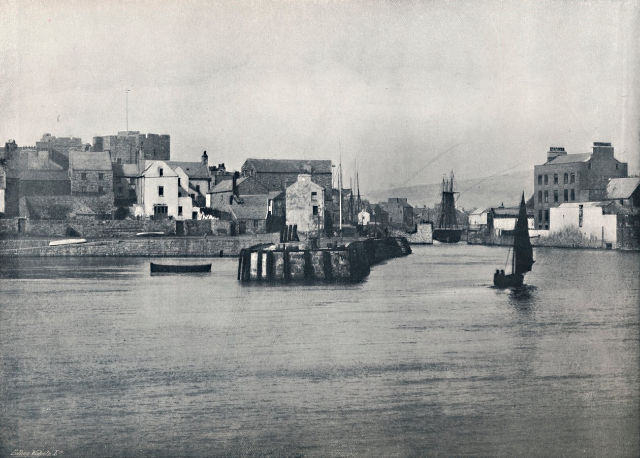 Castletown – A mólótól, a Rushen kastély bemutatásával, 1895 alkotó: Unbekannt