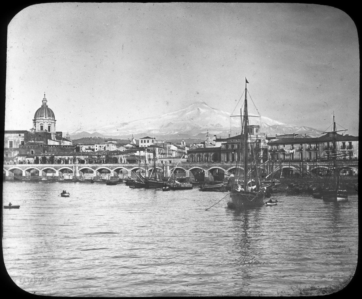 Catania és az Etna, Szicília, Olaszország, 19. század vége vagy 20. század eleje alkotó: Unbekannt