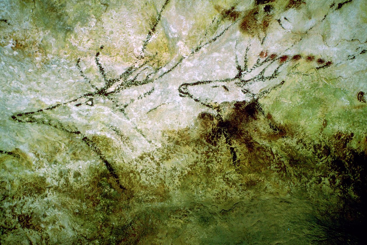 Barlangfestmény „úszó szarvasról” Lascaux-ból, Kr.e. 15000 körül alkotó: Unbekannt