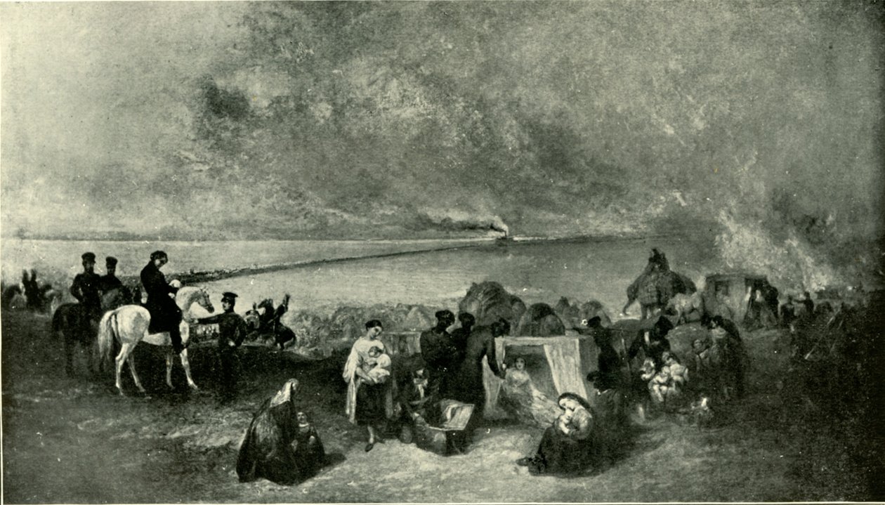Cawnpore – A Gangesz átjárója a luknawi menekültekkel...1857. november, 1901. alkotó: Unbekannt