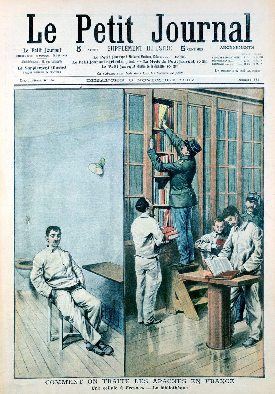 Cella és könyvtár a fresnes-i börtönben, 1907 alkotó: Unbekannt