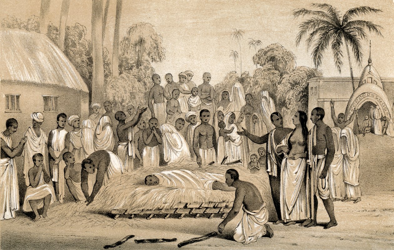 Egy hindu özvegy megégetésének szertartása néhai férje holttestével, 1847 alkotó: Unbekannt