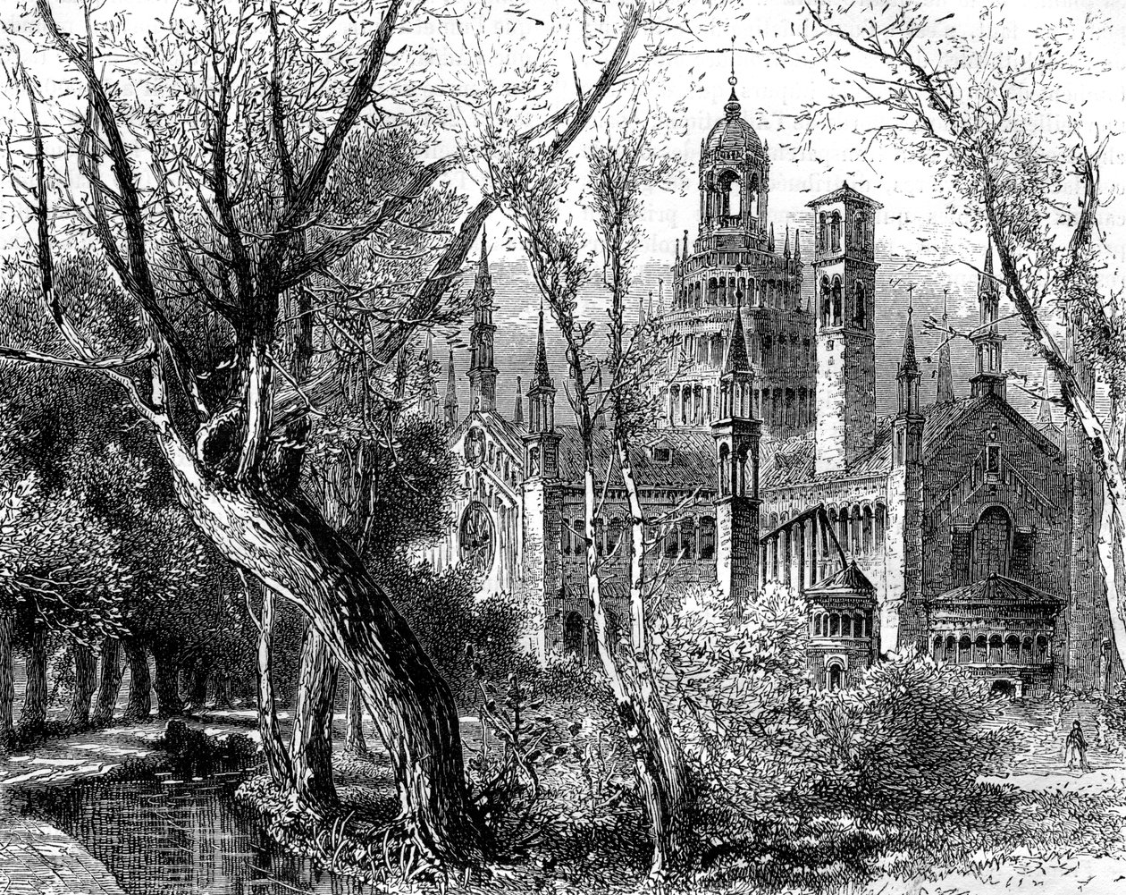 Certosa di Pavia vagy Pavia Charterhouse, Lombardia, Olaszország, 19. század alkotó: Unbekannt