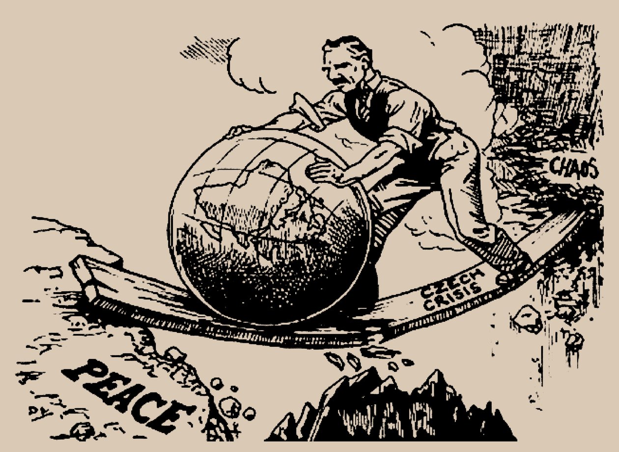 Chamberlain a béke felé görgeti a világot, 1938. alkotó: Unbekannt
