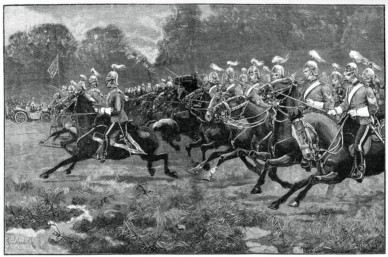 Az 5. és 7. dragonyos gárda vádja, áttekintés a Windsor Parkban, 1900 alkotó: Unbekannt