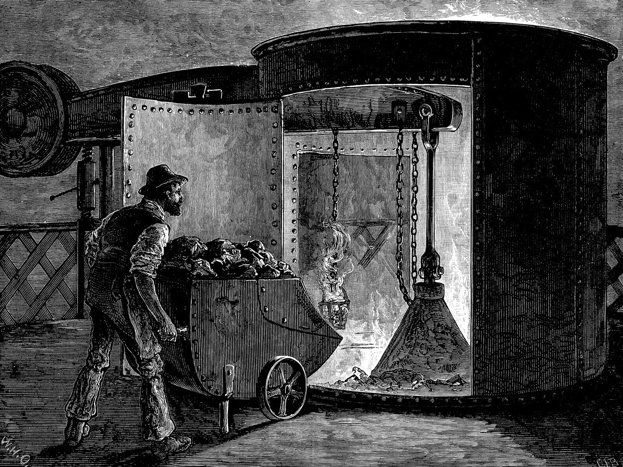 Nagyolvasztó töltése a Govan Vasműben, Skóciában, 1885 alkotó: Unbekannt