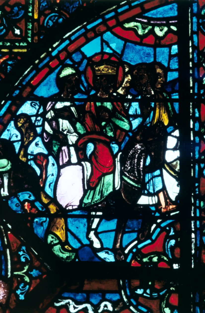 Nagy Károly elhagyja Spanyolországot, Ólomüveg, Chartres-i katedrális, Franciaország, c1225 alkotó: Unbekannt