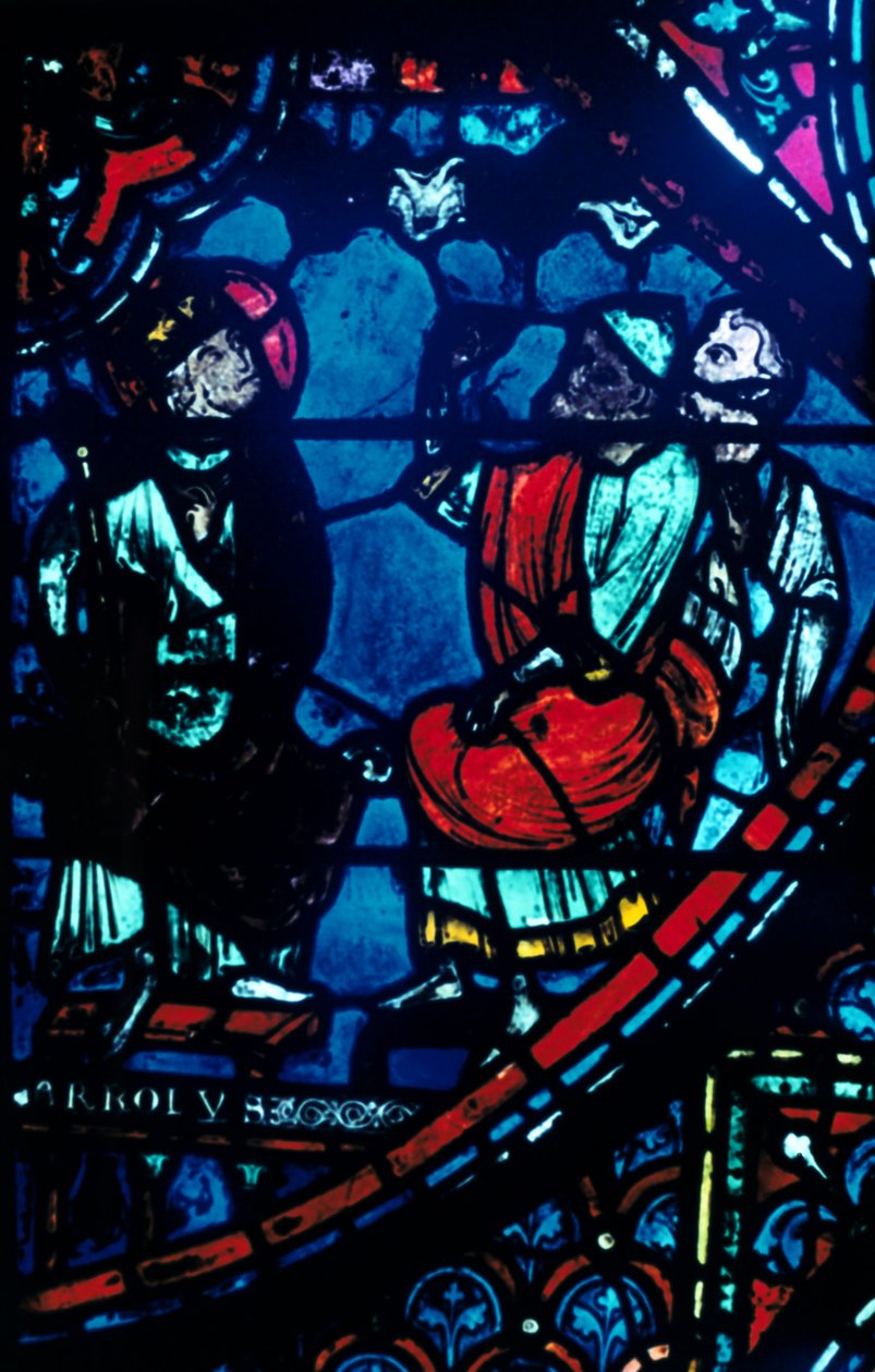 Nagy Károly a Tejútot nézi, ólomüveg ablak, Chartres-i katedrális, Franciaország, c1225 alkotó: Unbekannt