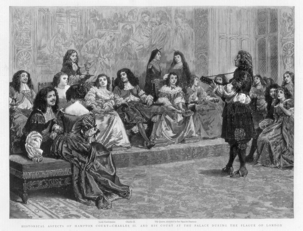 Károly és udvara a palotában a londoni pestisjárvány idején, 1665-1666 1890 alkotó: Unbekannt