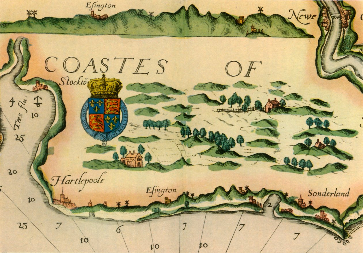 A szélmalmokat mint tereptárgyakat ábrázoló diagram Anglia északkeleti partvidékén, 1588, 1947. alkotó: Unbekannt