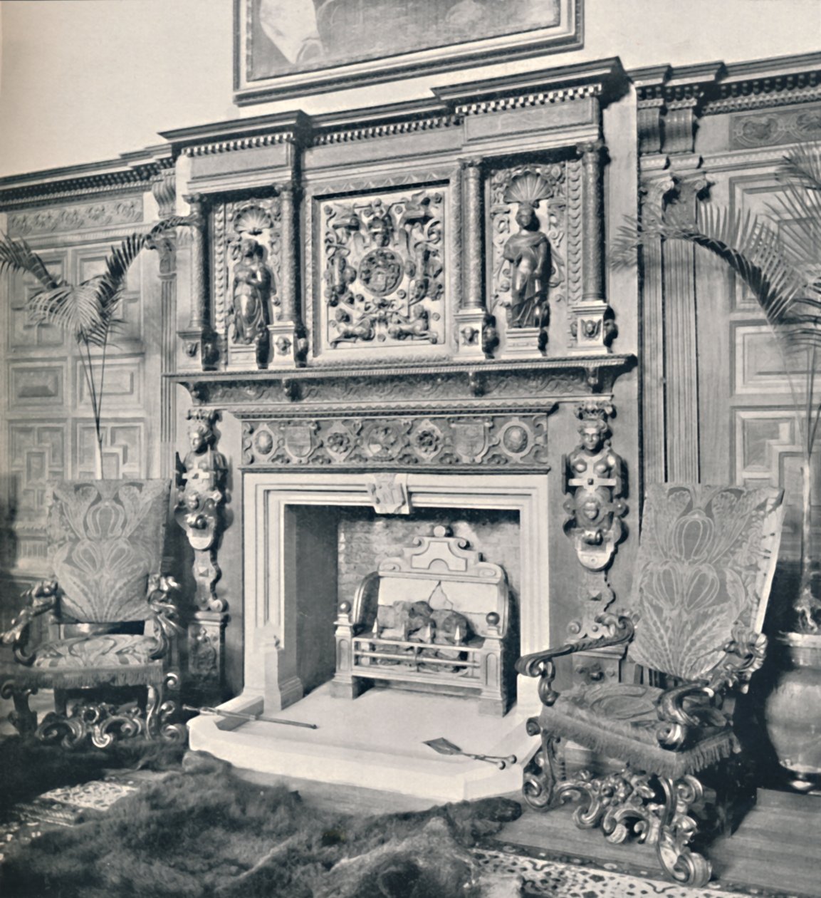 Kéménydarab a Nagyteremben, Castle Ashby, Northampton, 1927 alkotó: Unbekannt
