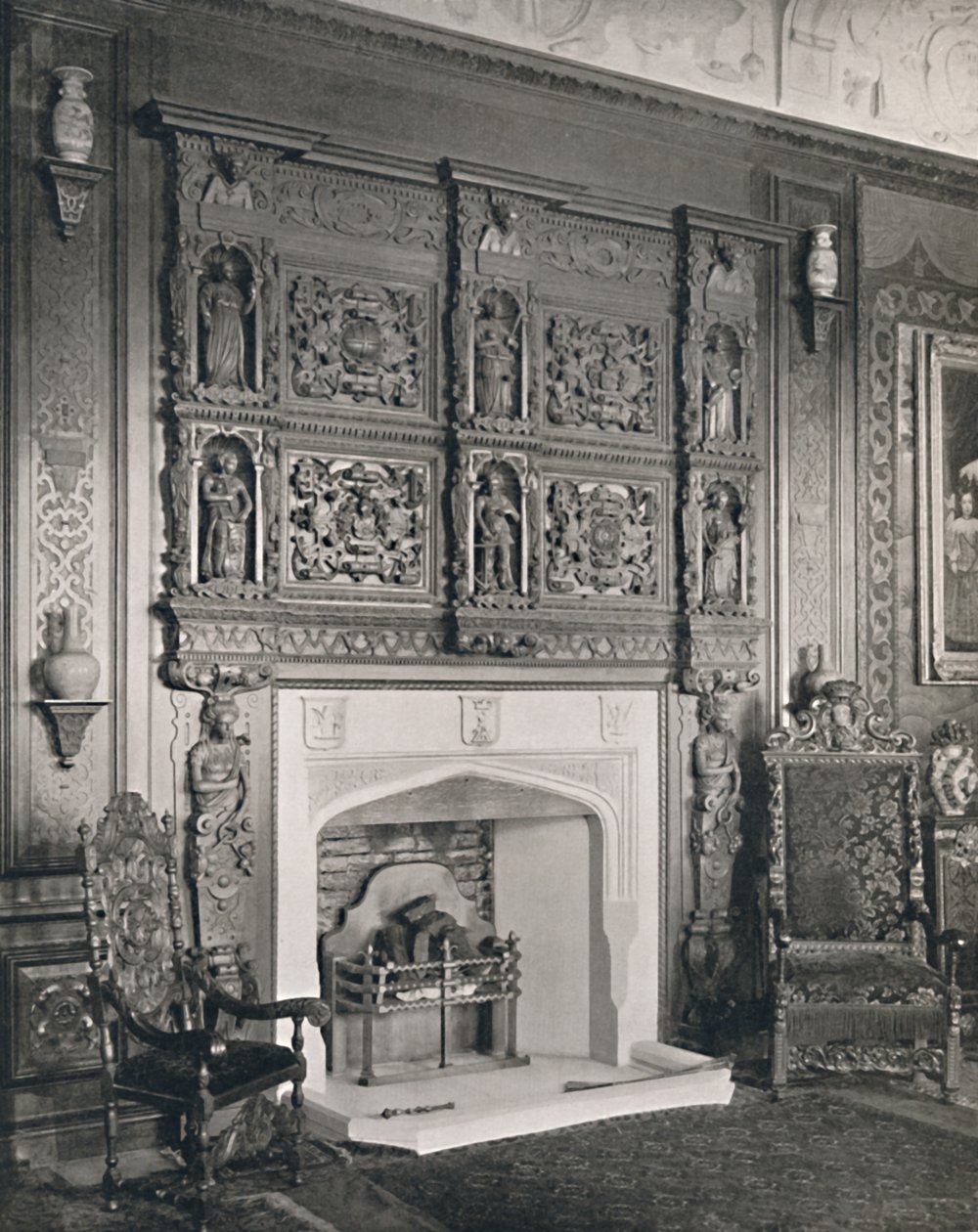 Kéménydarab a Vilmos király szalonjában, Ashby kastély, 1927 alkotó: Unbekannt