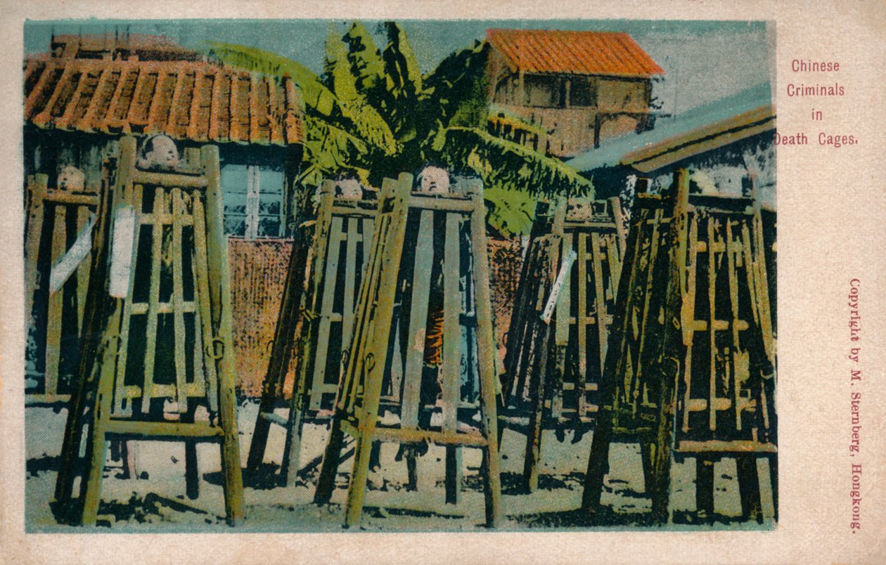 Kínai bűnözők a halálketrecekben, 1900 alkotó: Unbekannt