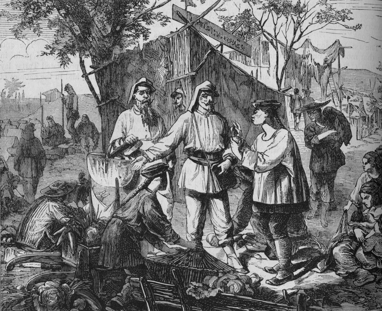 Kínai kereskedők a szövetségesek táborában, 1880 alkotó: Unbekannt