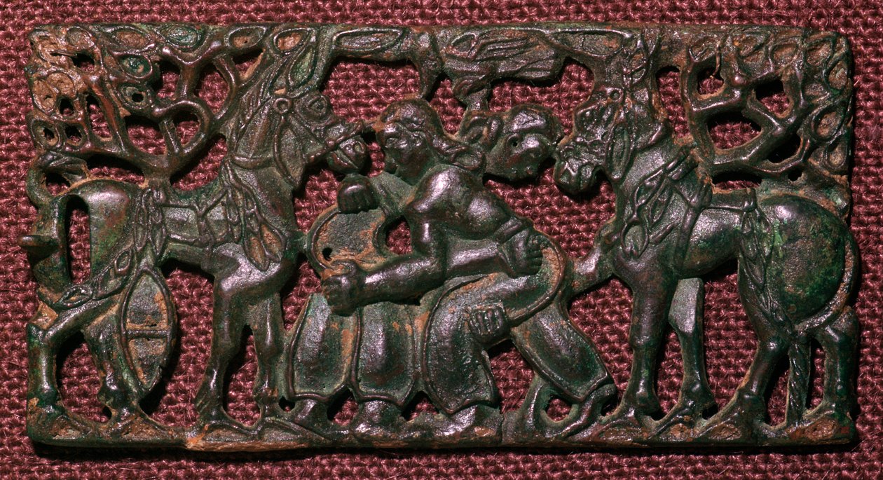 Birkózó férfiak kínai bronz hámtáblája, ie 5. század alkotó: Unbekannt
